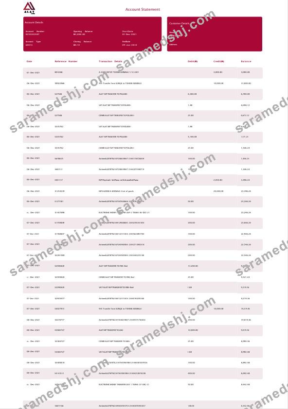Nigeria ALAT bank statement Word and PDF template, 4 pages